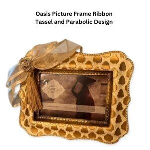 Oasis Picture Frame Ribbon Tassel Gold and Cream OS